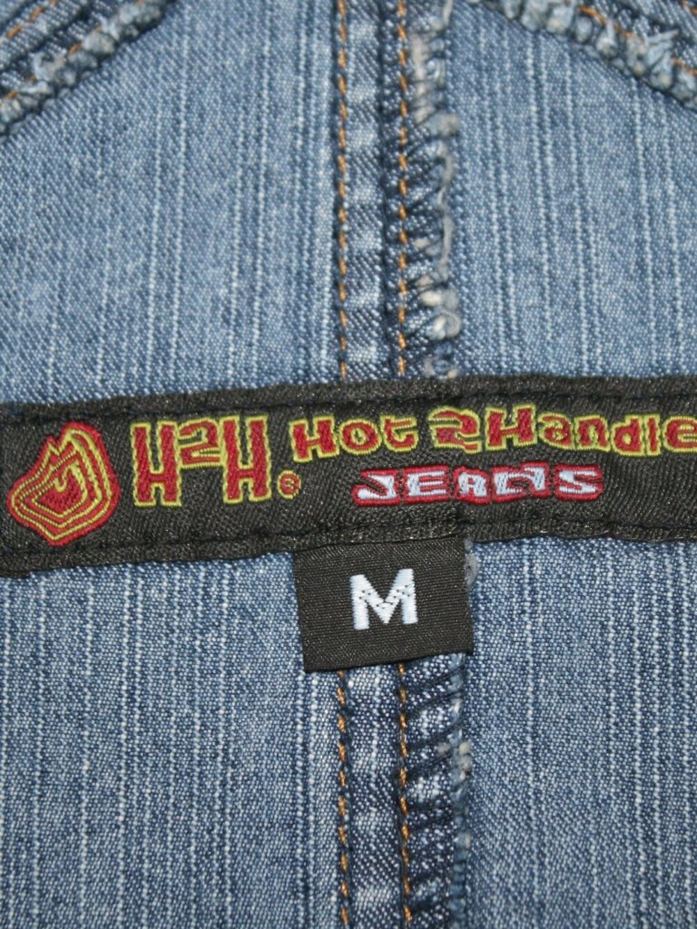 VINTAGE H2H HOT 2 HANDLE Overalls Blue Jean Denim Cargo Pockets Unisex M - Picture 8 of 16